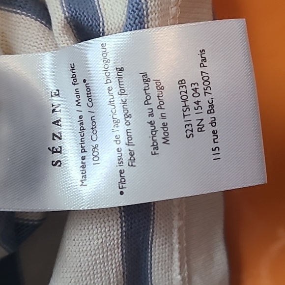 Nwt! Sezane Gael Mariniere long sleeve top in vintage blue/ecru - Picture 5 of 6